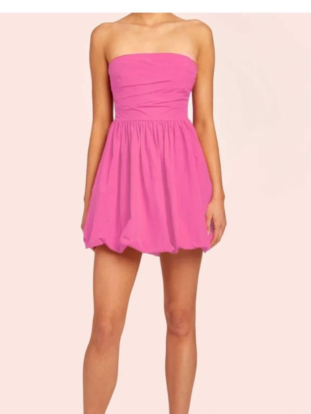 Amanda Uprichard Oscar Strapless Bubble Hem Mini Dress Hot Pink Size Small